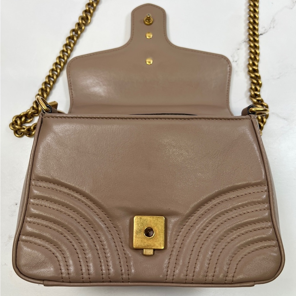 Gucci GG Mini Top Handle Marmont Chevron Shoulder Bag Crossbody Handbag Purse - Picture 5 of 10
